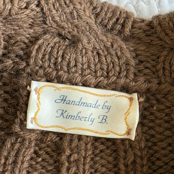 Handmade Handknit Brown Cable Knit Women's Sweater - Picture 2 of 6